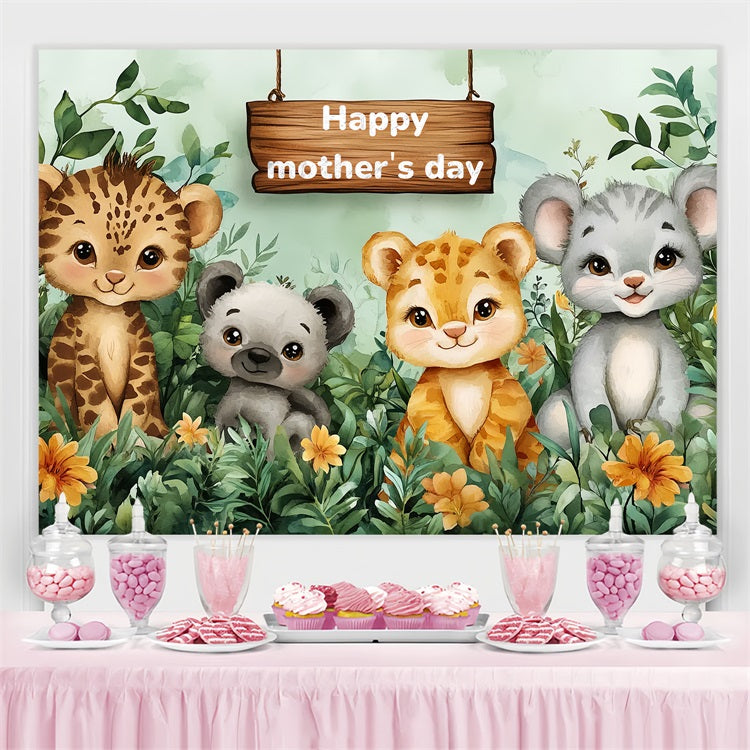 Toile de fond Fête des Mères Personnalisable Amis de la Jungle CSH-141