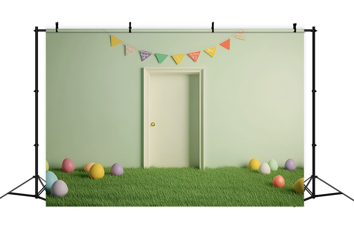 Toile de Fond Studio Photo Pâques Porte Verte Fraîche Œufs Pâques CSH2-101