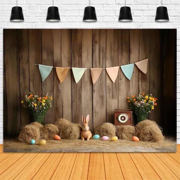 Toile de Fond Déco Pâques Fête Pâques Champ De Foin CSH2-106