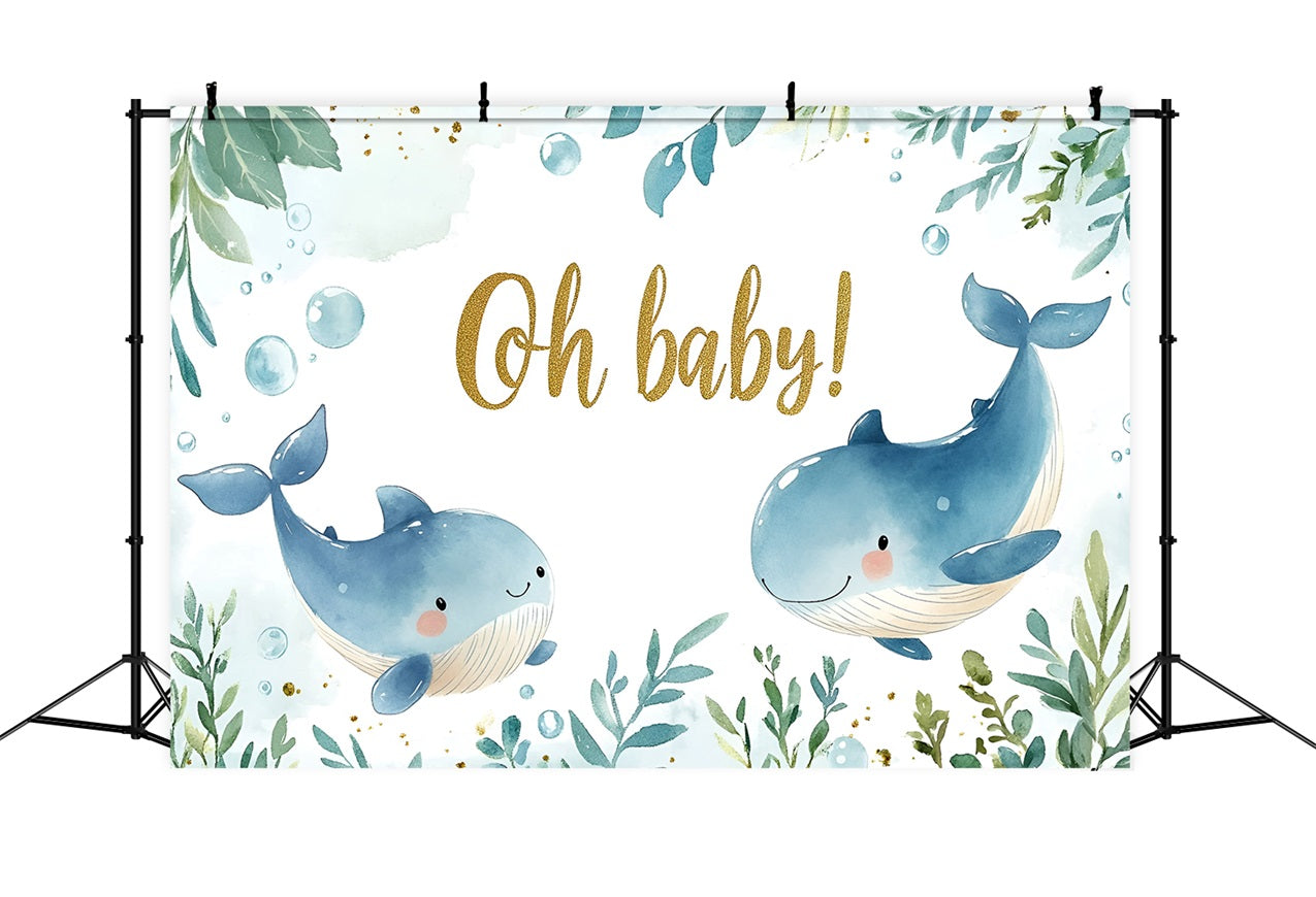 Toile de fond Baby Shower Baleine Océan Joie CSH2-119