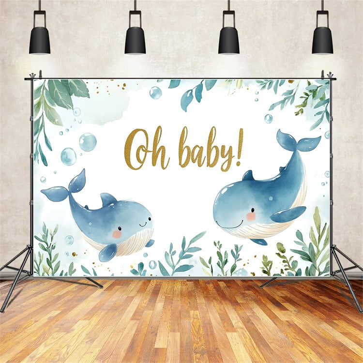 Toile de fond Baby Shower Baleine Océan Joie CSH2-119