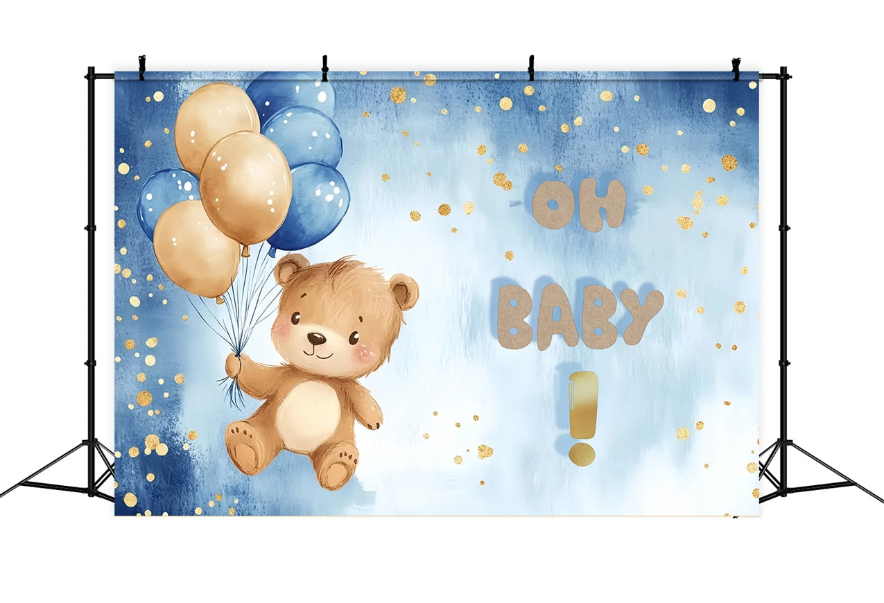 Toile de fond Baby Shower Ours Ballons Célébration CSH2-125