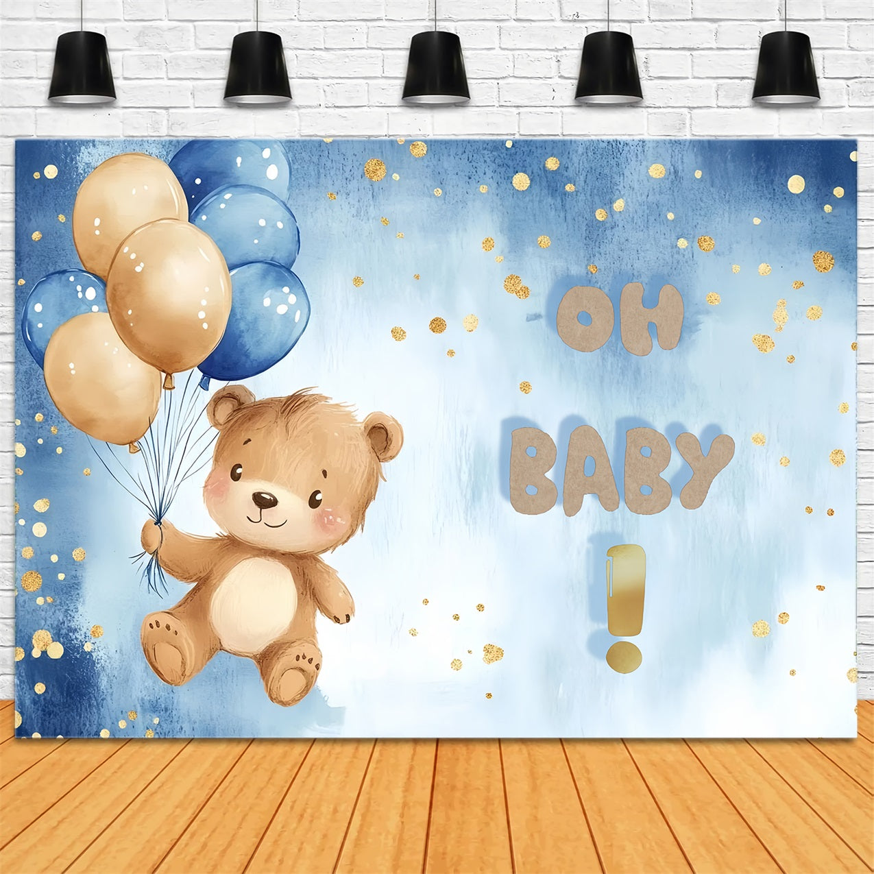 Toile de fond Baby Shower Ours Ballons Célébration CSH2-125