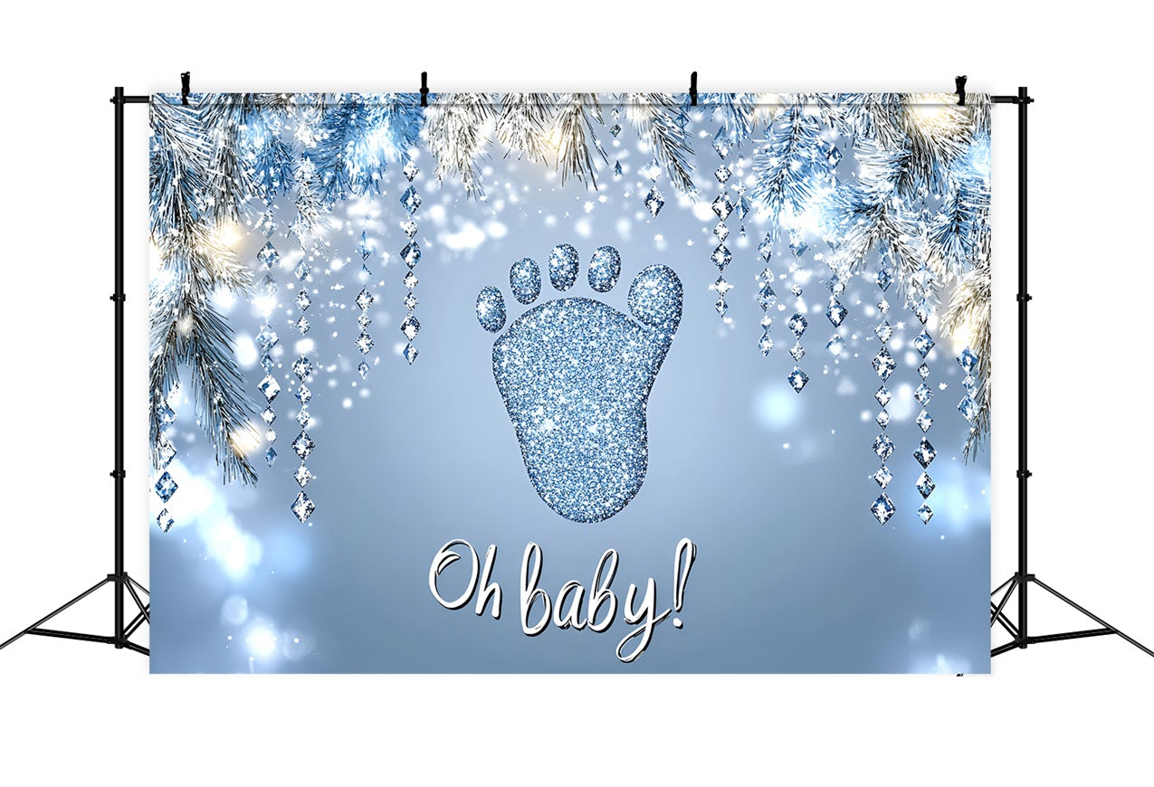 Toile de fond Baby Shower Photo Empreintes Étincelantes Flocons de Neige CSH2-129