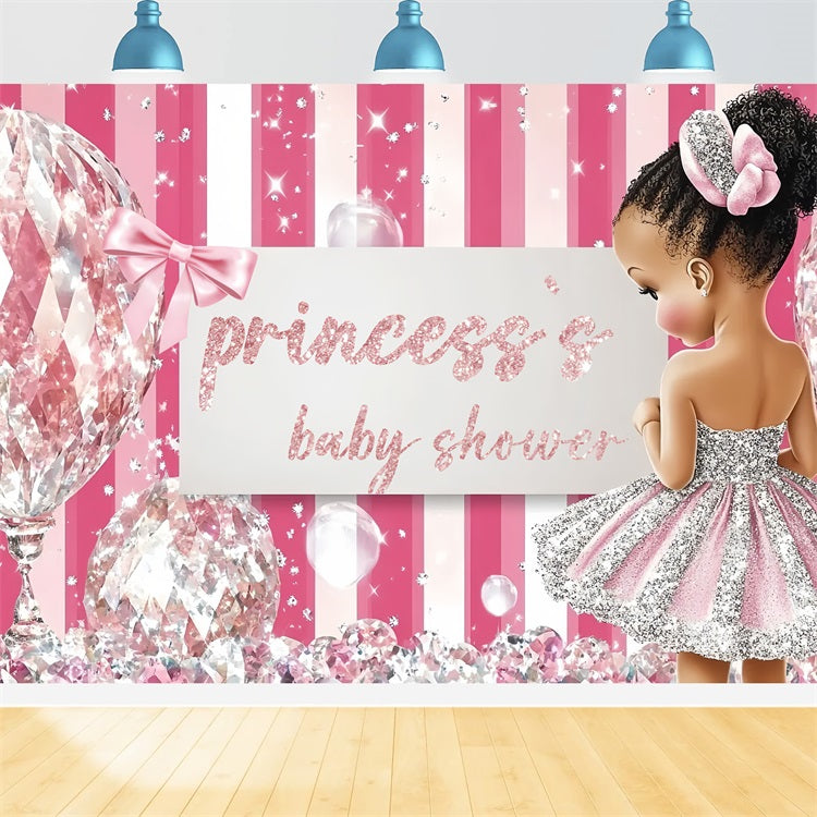 Toile de fond Baby Shower Fille Princesse Diamant Étincelant CSH2-148