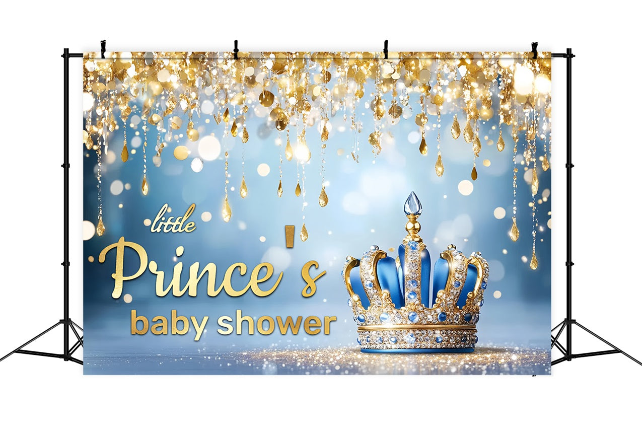 Toile de fond Baby Shower Garçon Prince Couronne Paillettes CSH2-156