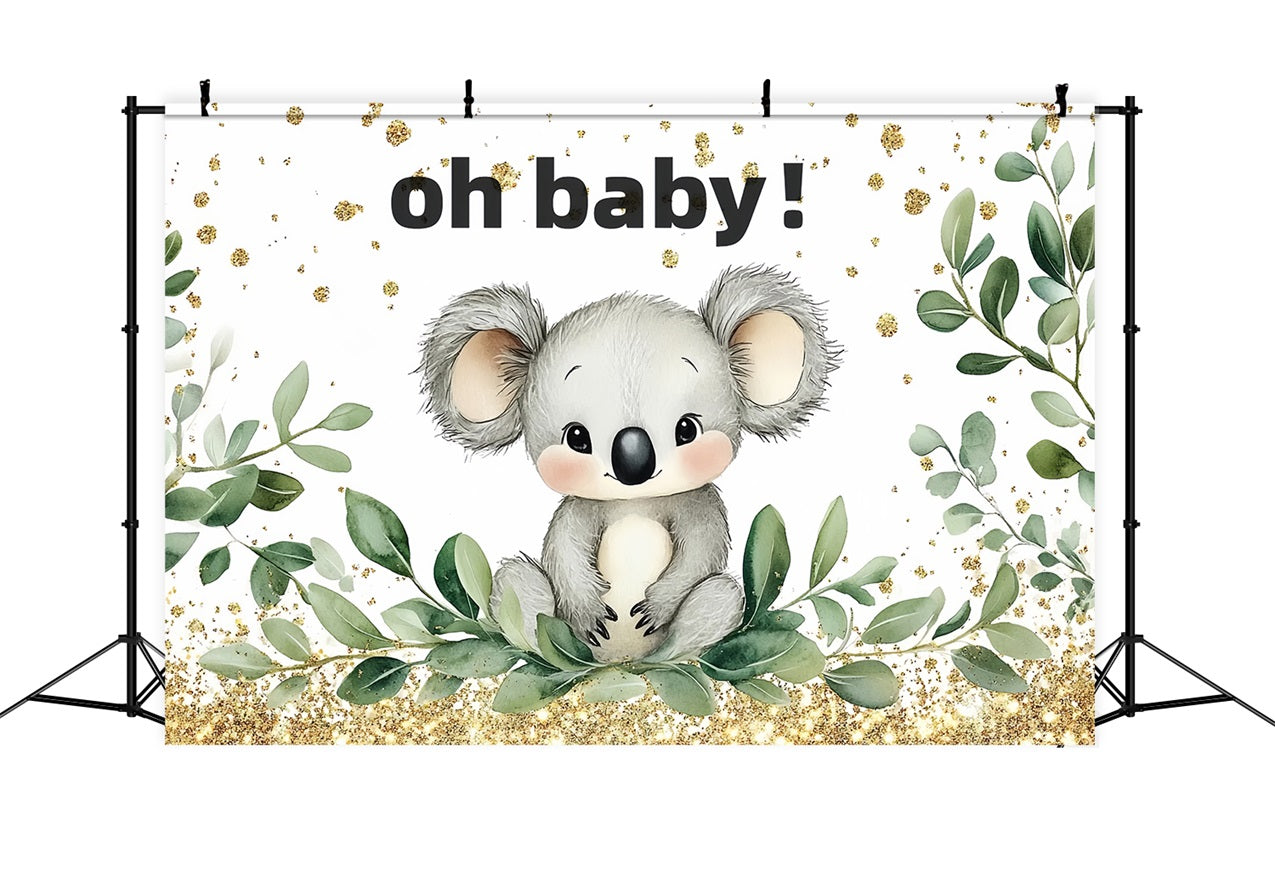 Toile de fond Baby Shower Koala Verdure Paillettes CSH2-162