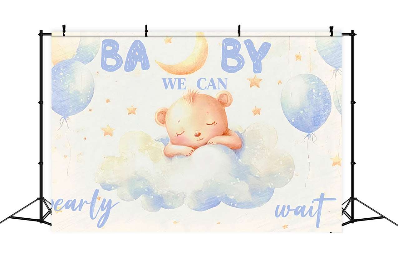 Toile de fond Baby Shower Ours Nuages Étoiles CSH2-164