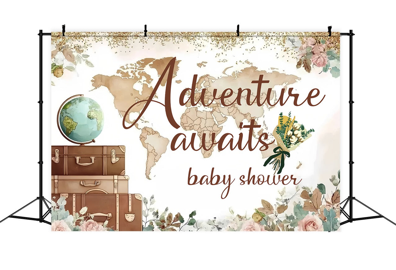 Toile de fond Baby Shower Aventure Carte Florale CSH2-169