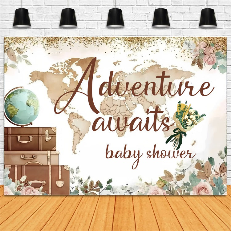 Toile de fond Baby Shower Aventure Carte Florale CSH2-169