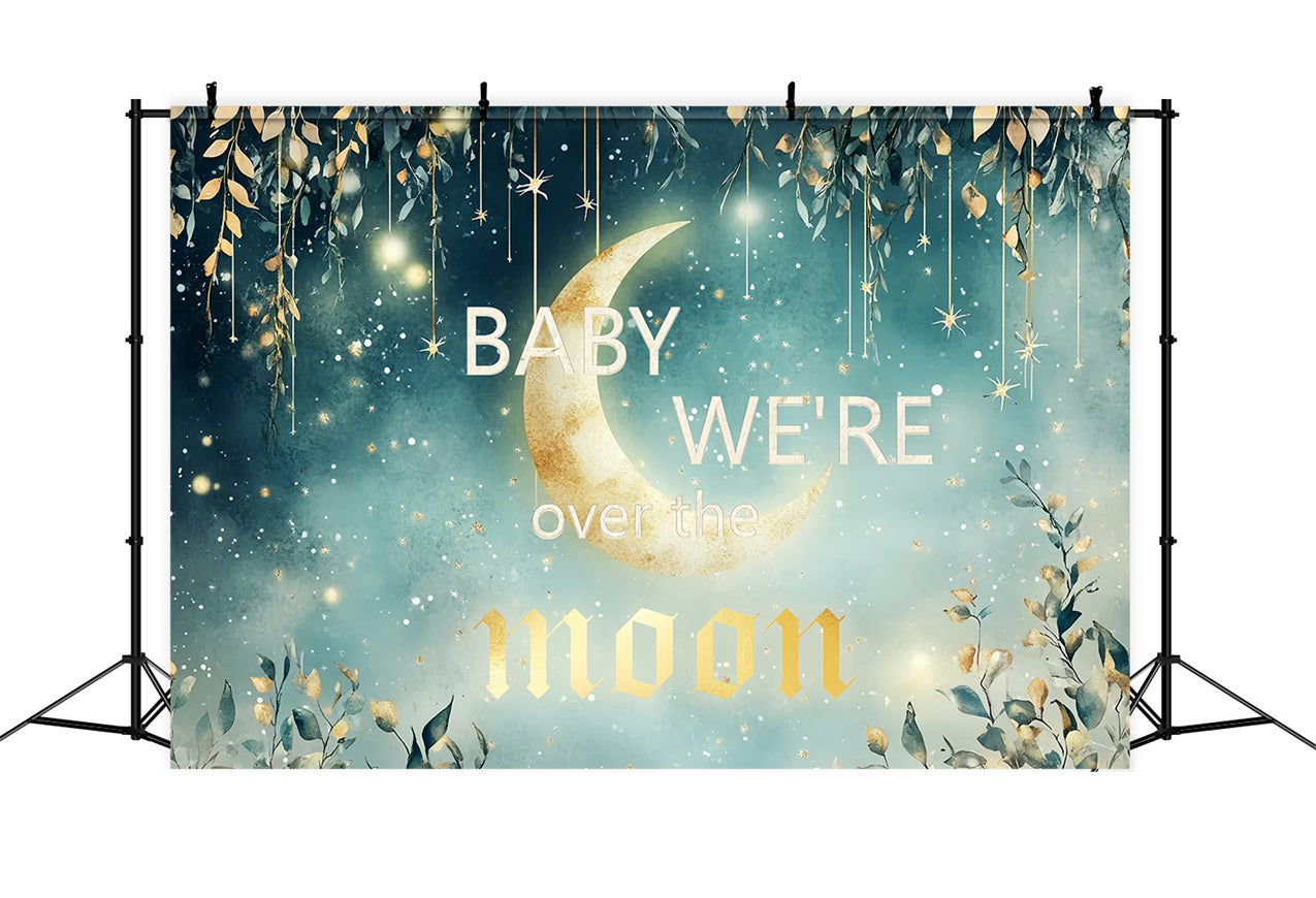 Toile de fond Baby Shower Lune Étoiles Feuillage Suspendu CSH2-171