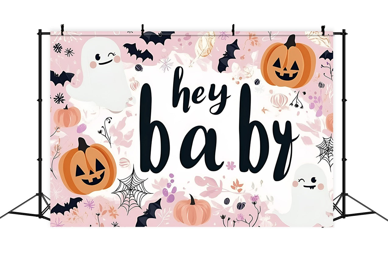 Toile de fond Baby Shower Baby Shower Halloween Fantômes Citrouilles Chauves-Souris CSH2-175