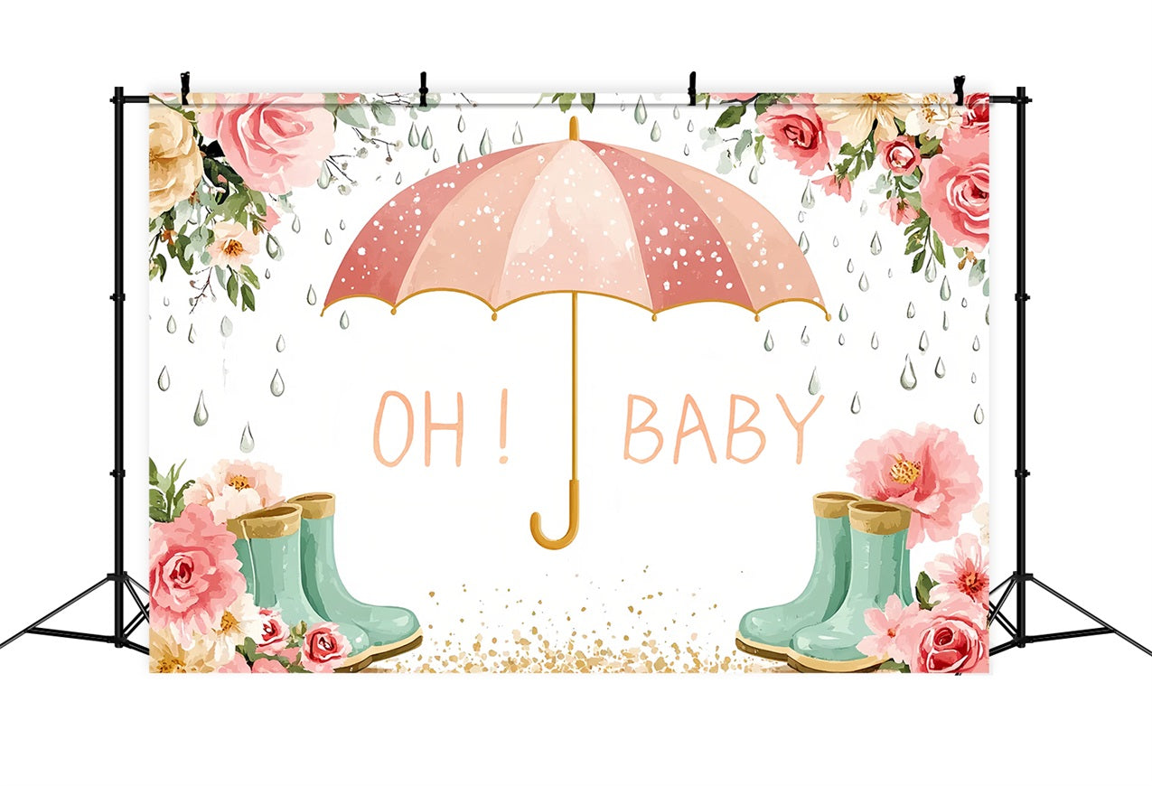 Toile de fond Baby Shower Parapluie Floral Célébration CSH2-181