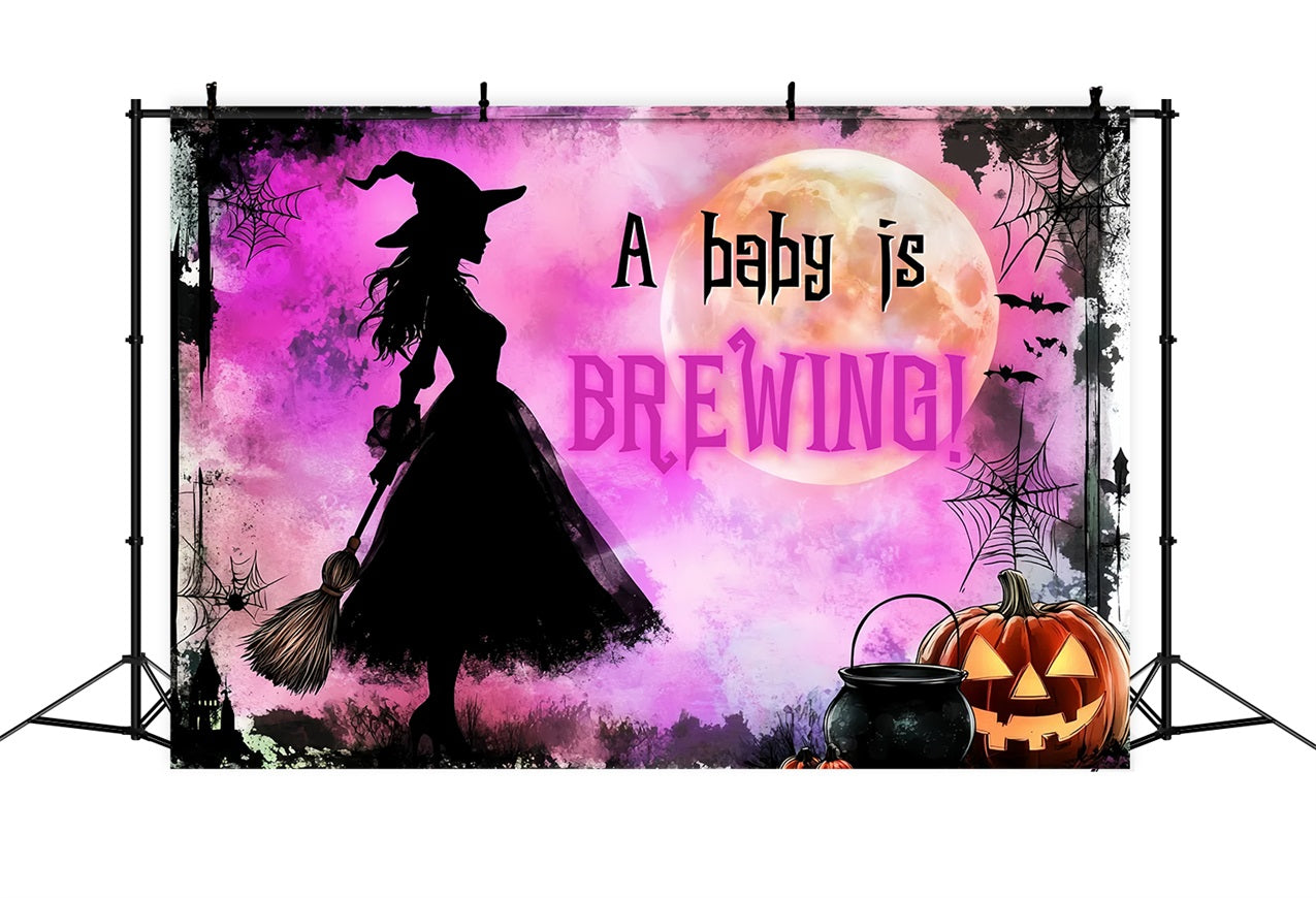 Toile de fond Baby Shower Baby Shower Halloween Sorcière Révélation de Bébé CSH2-187