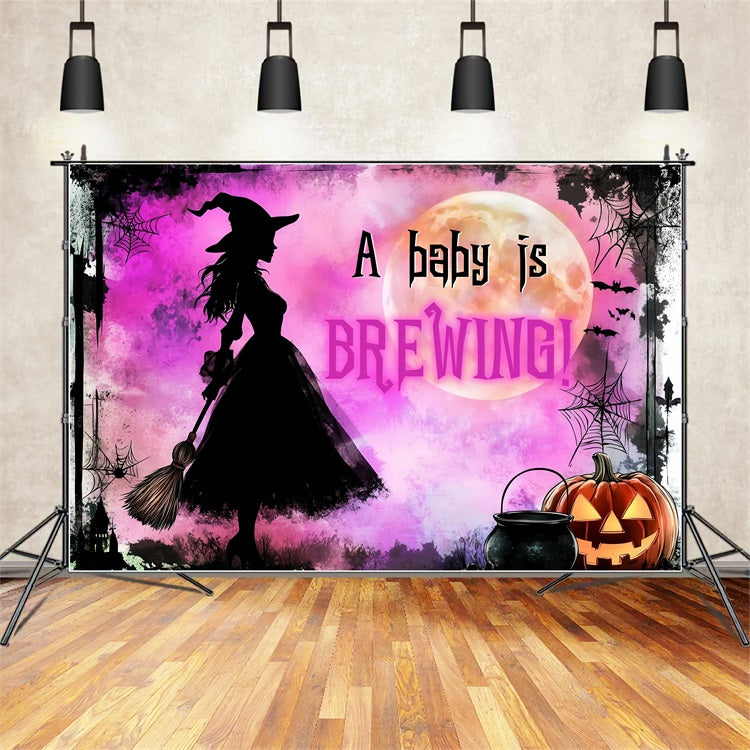 Toile de fond Baby Shower Baby Shower Halloween Sorcière Révélation de Bébé CSH2-187