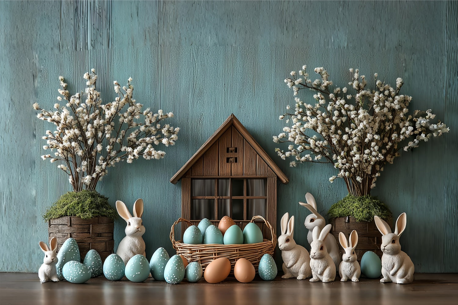 Toile de fond Studio Photo Pâques Panier Lapin Œufs Pastel CSH2-2