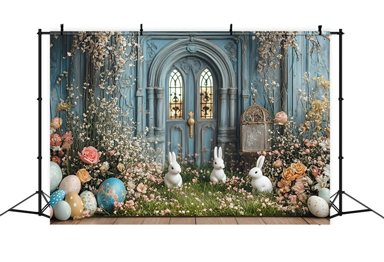 Toile de fond Studio Photo Pâques Jardin Lapin Porte Printanière CSH2-20