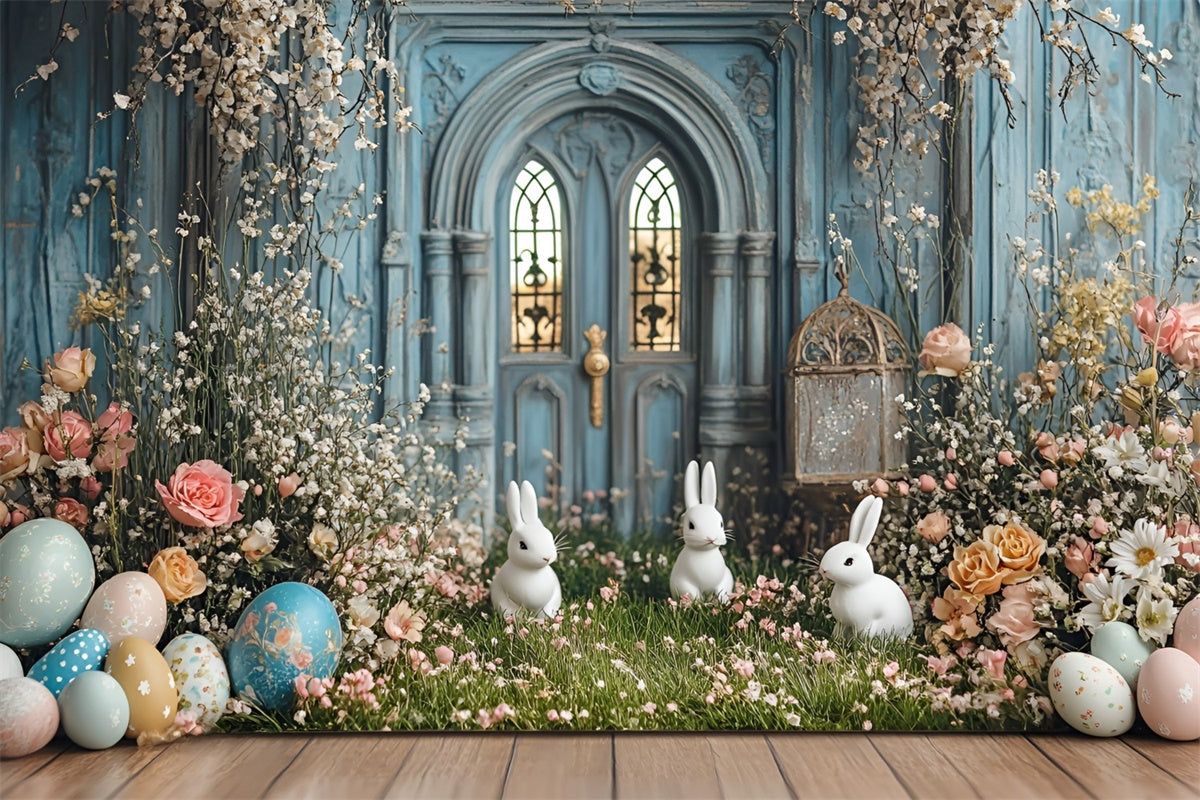 Toile de fond Studio Photo Pâques Jardin Lapin Porte Printanière CSH2-20