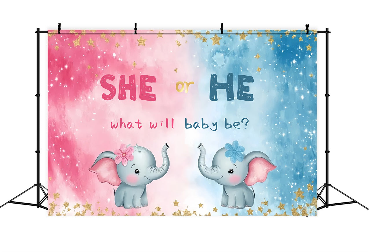 Toile de fond Shower de bébé Éléphant Rose Bleu Révélation Genre CSH2-200