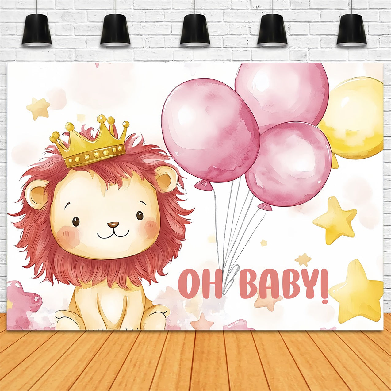 Toile de fond Baby Shower Lion Adorable Ballon CSH2-209