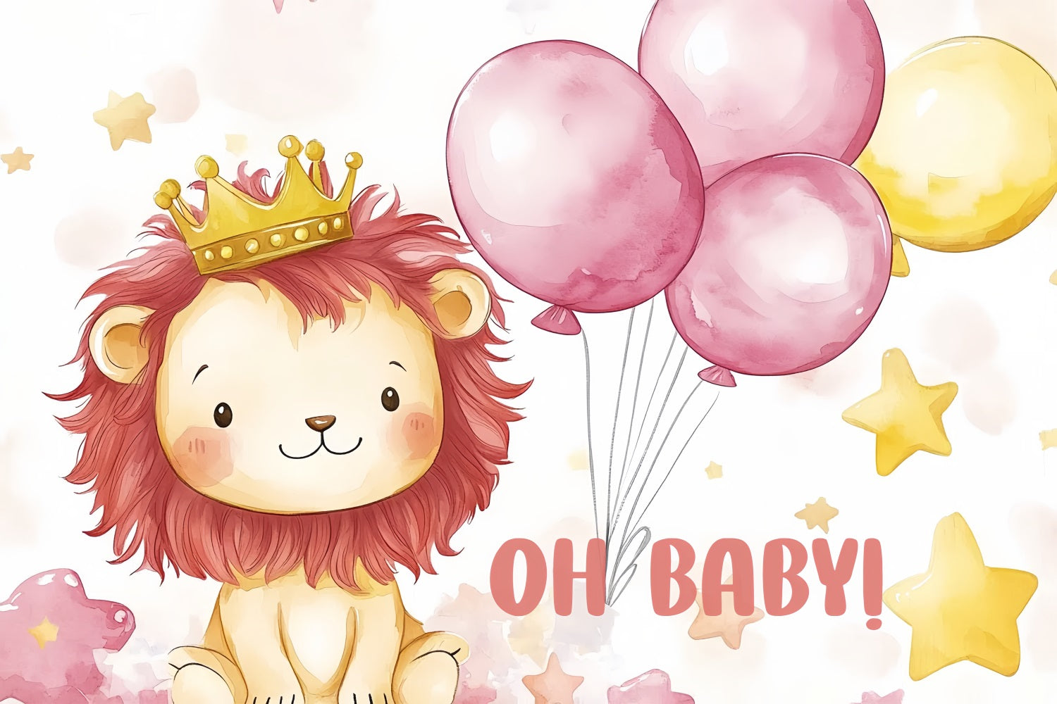 Toile de fond Baby Shower Lion Adorable Ballon CSH2-209