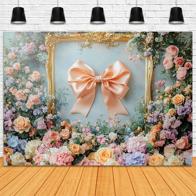 Toile de fond Mur de Fleurs Rêve Floral Nœud en Soie Encadré CSH2-217
