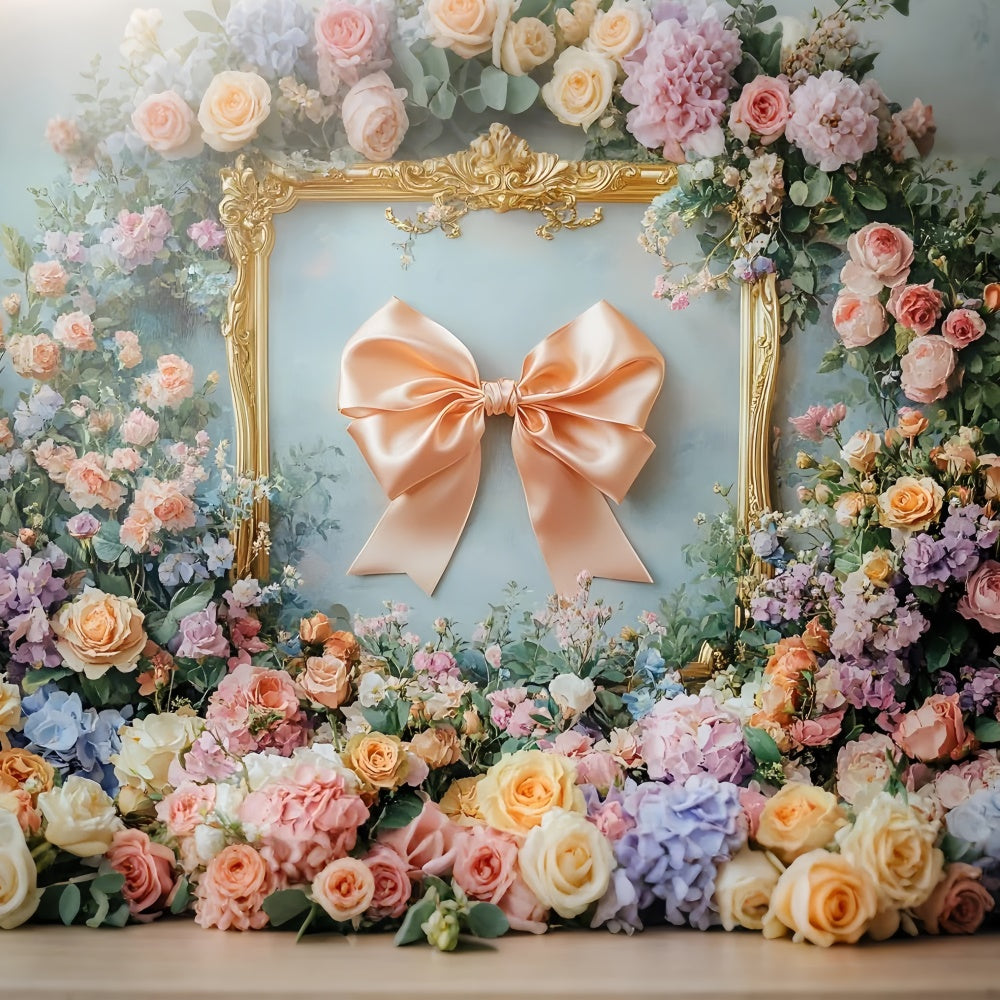 Toile de fond Mur de Fleurs Rêve Floral Nœud en Soie Encadré CSH2-217