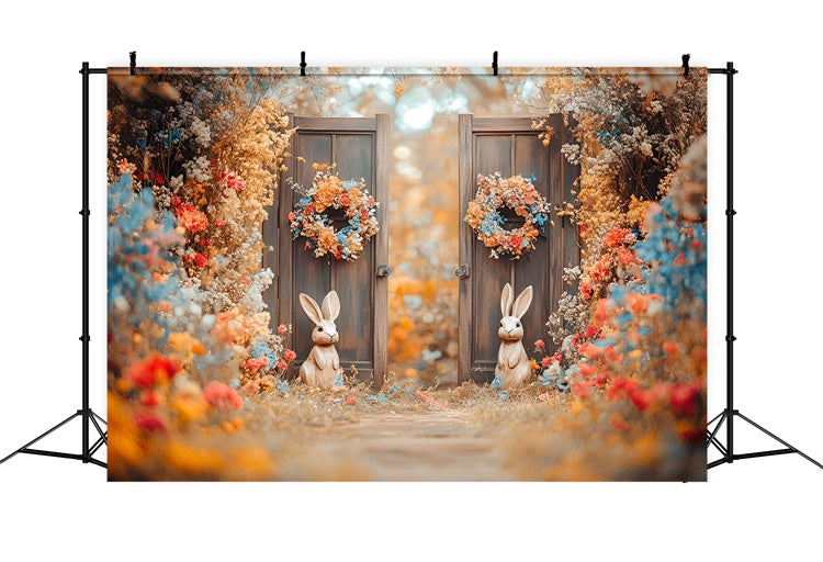Toile de fond Pâques Jardin Lapin Couronnes de Fleurs CSH2-22