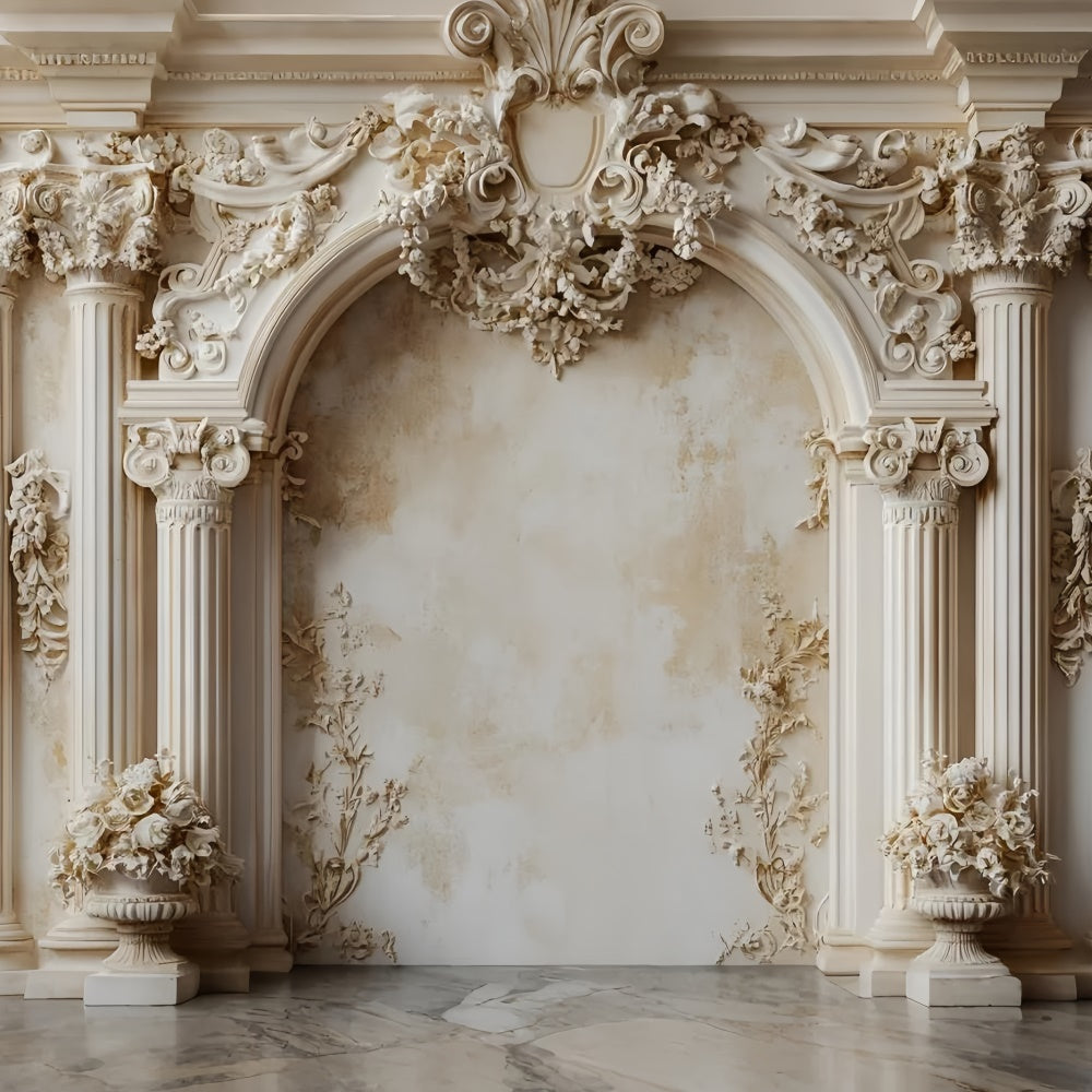 Toile de fond Mur Vintage Colonnes Classiques Arche Crème CSH2-234