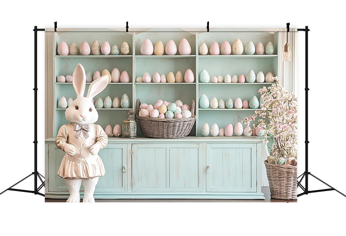 Toile de fond Déco Pâques Lapin Élégant Œufs Pastel CSH2-25