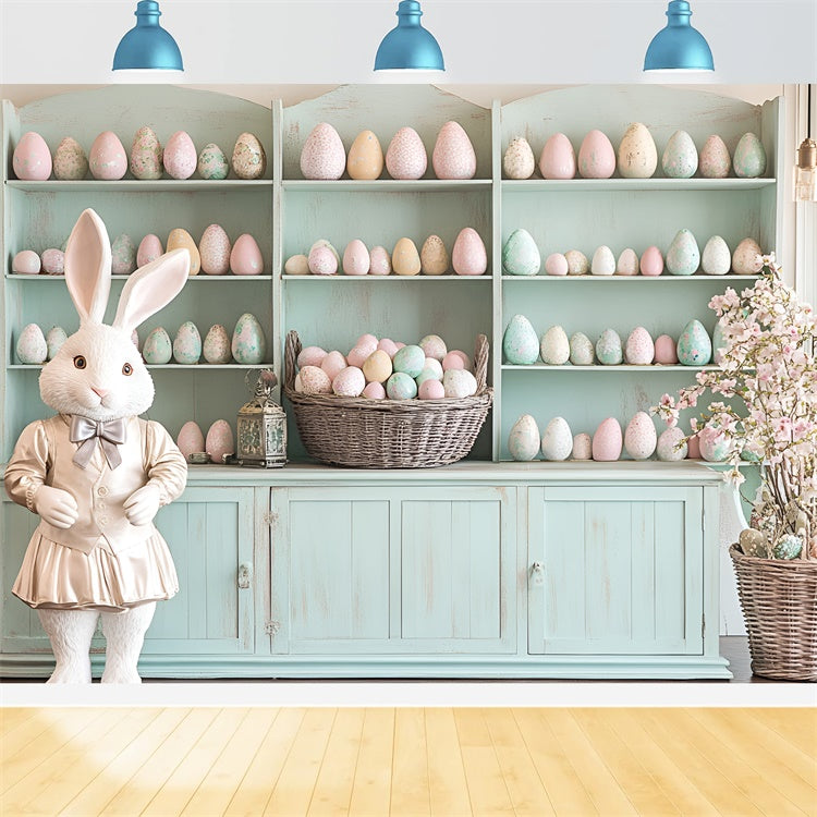 Toile de fond Déco Pâques Lapin Élégant Œufs Pastel CSH2-25