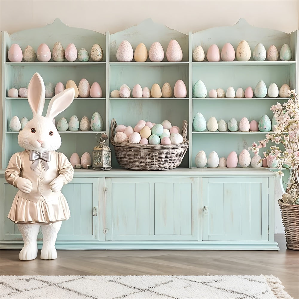 Toile de fond Déco Pâques Lapin Élégant Œufs Pastel CSH2-25
