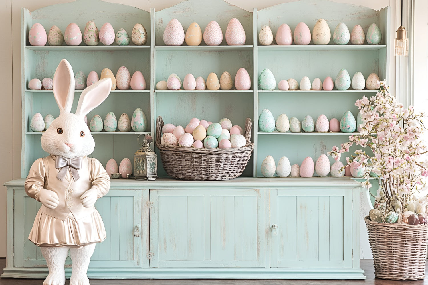 Toile de fond Déco Pâques Lapin Élégant Œufs Pastel CSH2-25