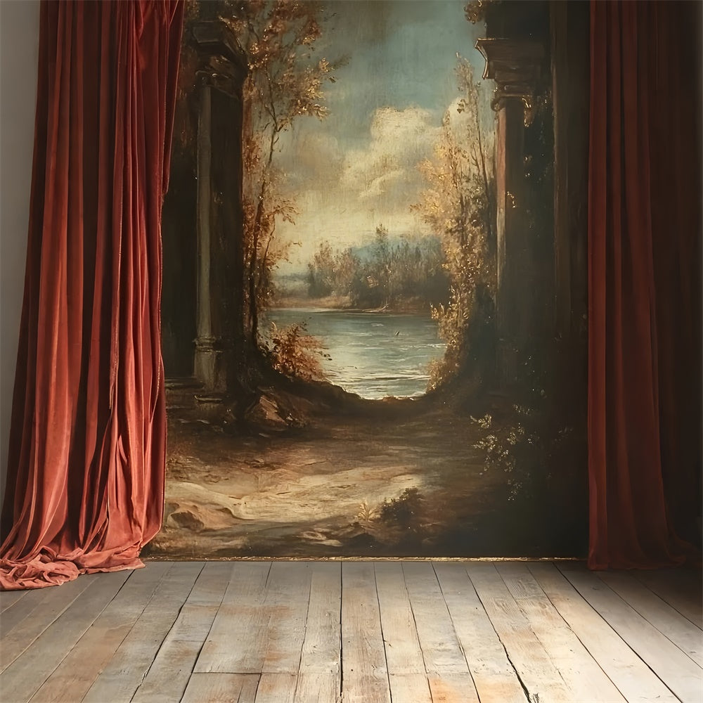 Toile de fond Mur Vintage Paysage Peint Antique Encadré CSH2-251