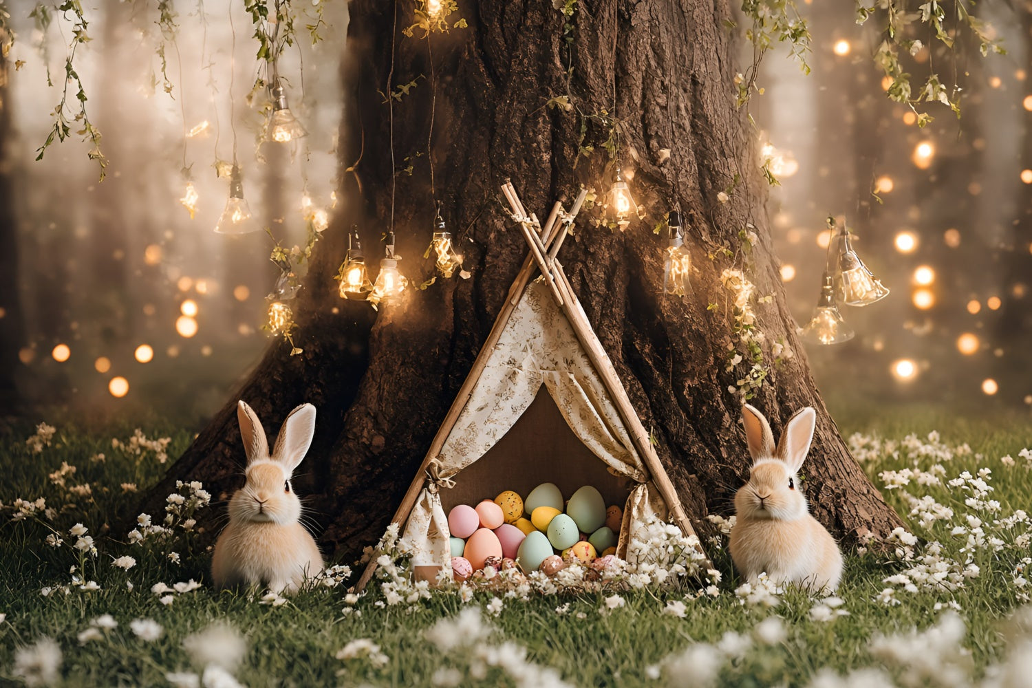 Toile de fond Pâques Lapin Magique Tente Douillette CSH2-35