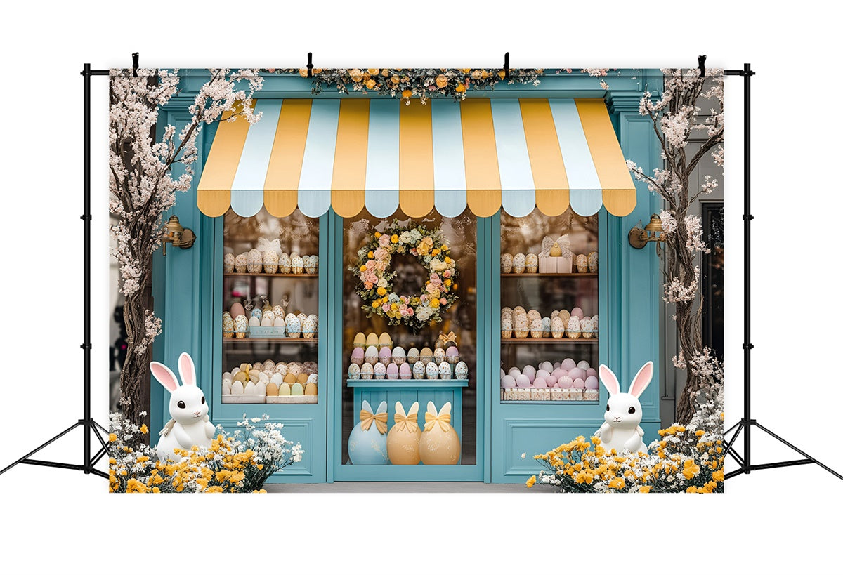 Toile de fond Déco Pâques Boutique Lapin Jolie Œufs Pastel CSH2-36