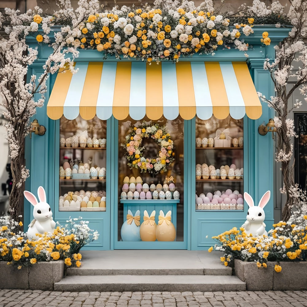 Toile de fond Déco Pâques Boutique Lapin Jolie Œufs Pastel CSH2-36