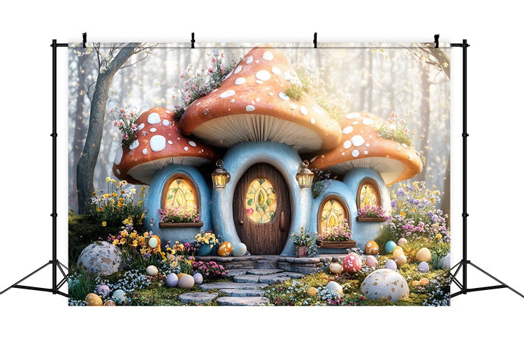 Toile de fond Studio Photo Pâques Maison Champignon Jardin d’Œufs CSH2-37