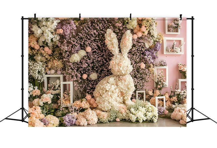 Toile de fond Pâques Jardin Fleuri Printemps Lapin CSH2-38