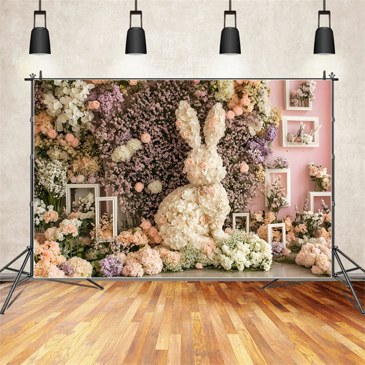 Toile de fond Pâques Jardin Fleuri Printemps Lapin CSH2-38