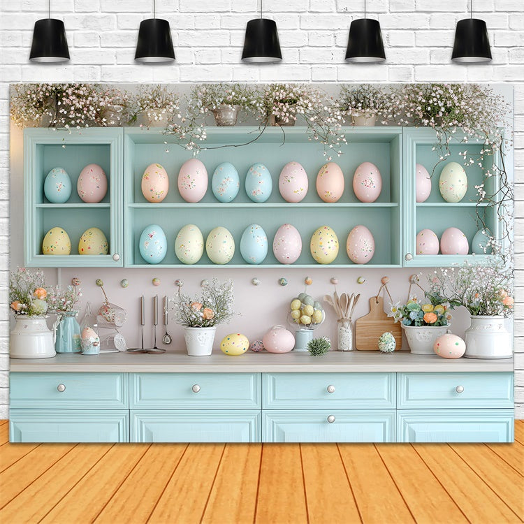 Toile de fond Déco Pâques Œufs Peints Fleurs Vibrantes CSH2-41