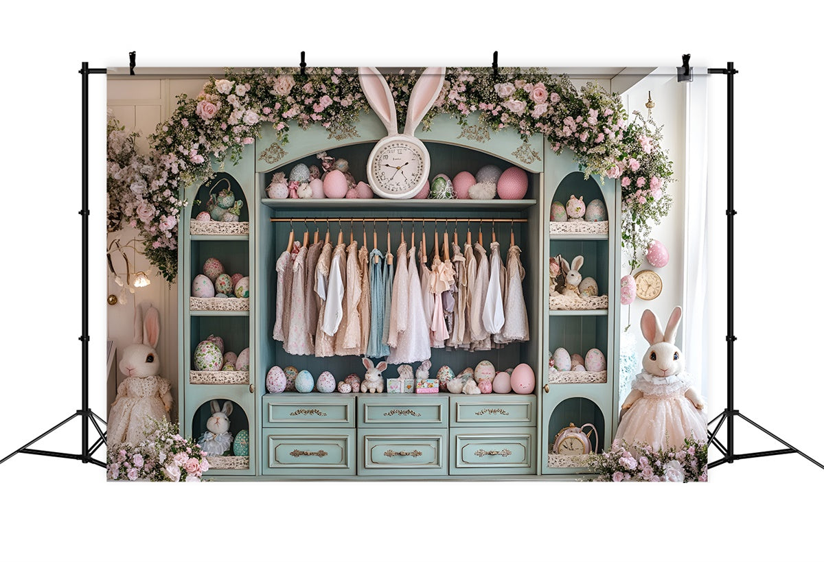 Toile de fond Photo Pâques Armoire Lapin Déco Florale CSH2-45