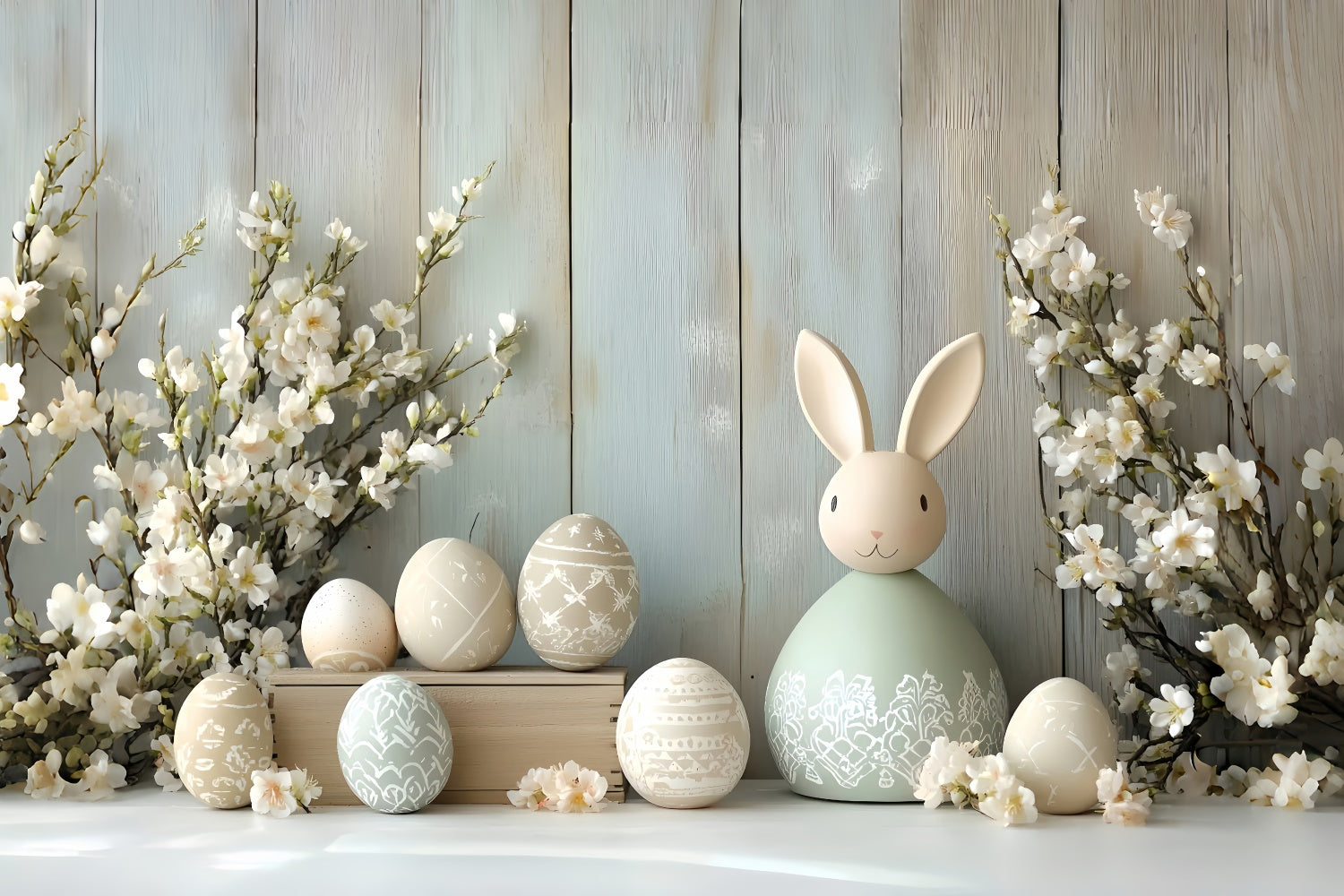 Toile de fond Studio Photo Pâques Lapin Élégant Œufs Festifs CSH2-53