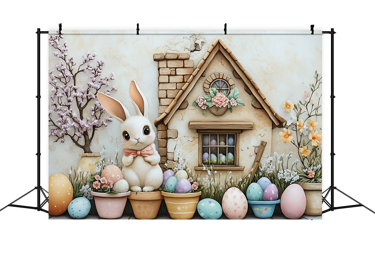Toile de fond Studio Photo Pâques Jardin Fleuri Lapin Œuf CSH2-6