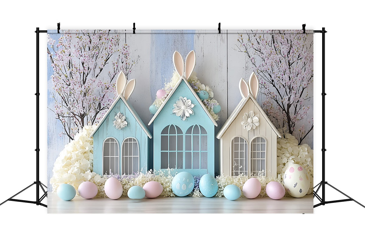 Toile de Fond Studio Photo Pâques Maison Lapin Pastel Fleurs CSH2-63