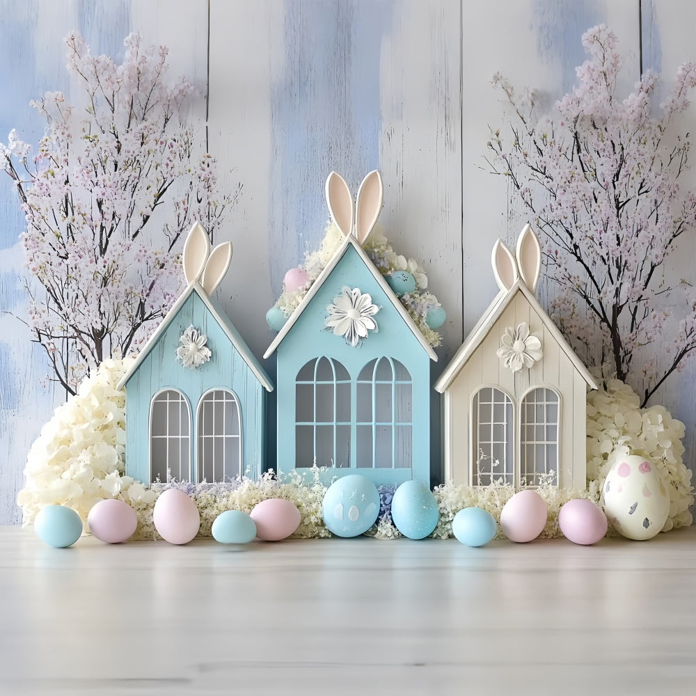 Toile de Fond Studio Photo Pâques Maison Lapin Pastel Fleurs CSH2-63