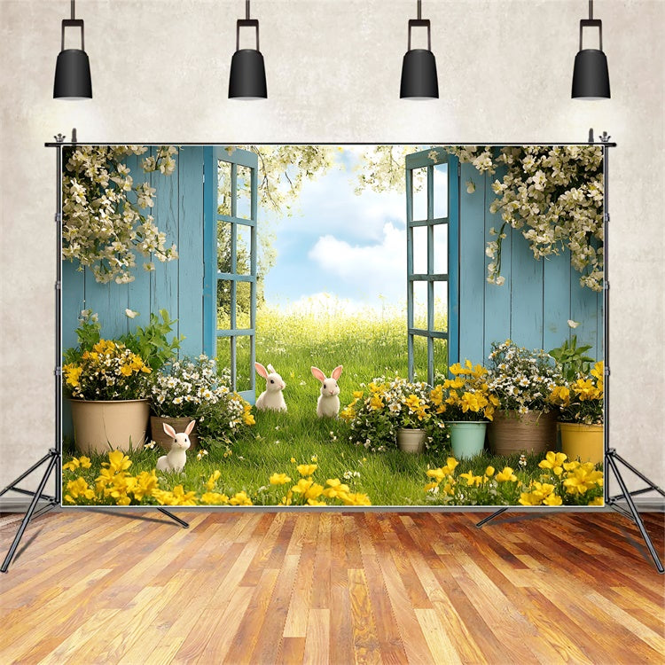 Toile de Fond Photo Pâques Champ Ensoleillé Lapin Printanier CSH2-64