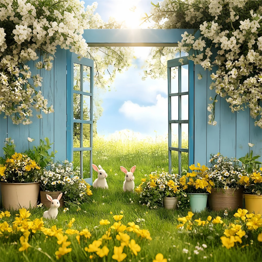 Toile de Fond Photo Pâques Champ Ensoleillé Lapin Printanier CSH2-64