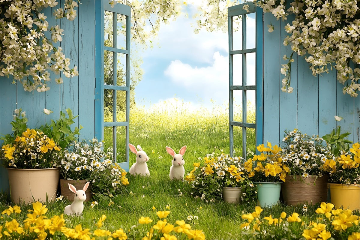 Toile de Fond Photo Pâques Champ Ensoleillé Lapin Printanier CSH2-64