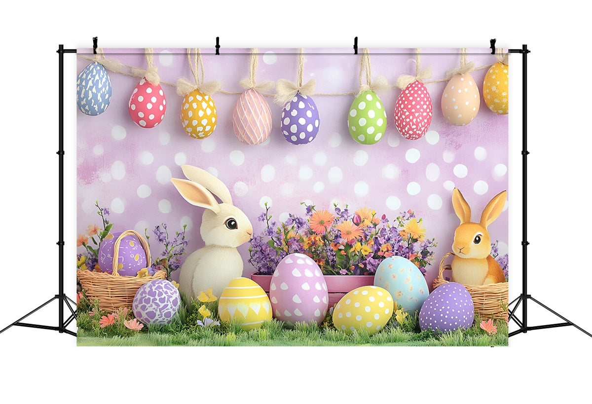 Toile de fond Photo Pâques Lapin Amusant Œufs Colorés CSH2-7